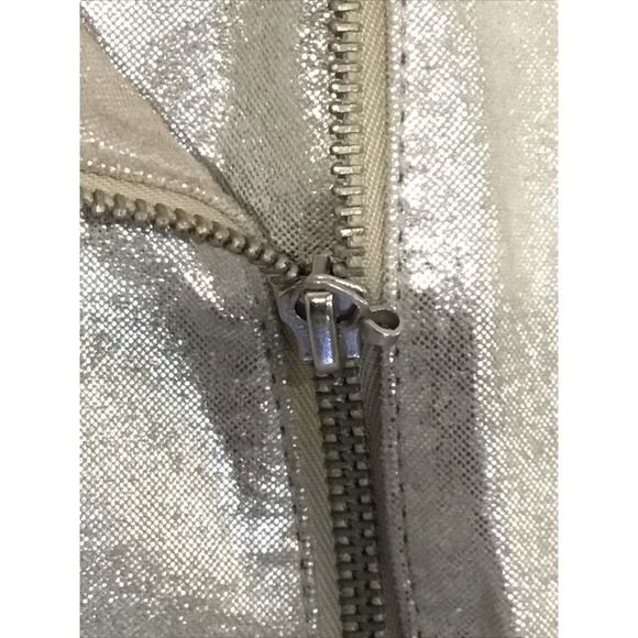 Collection Metallic Silver Leather Women's Small Moto biker jacket rebel rock - Picture 5 of 12